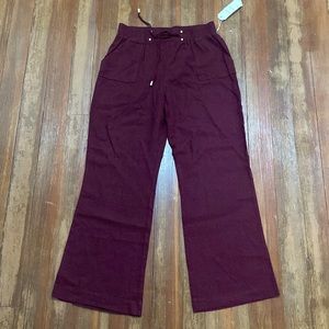 Women size L Ci Sono dressy beach summer pants NWT wine color red burgundy